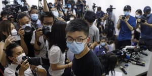 Hong Kong pro-democracy activist Joshua Wong at a press conference on Friday. 