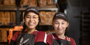 Baker’s Delight staff Laura Lopez and Erin Carroll.