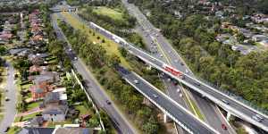 The M7 motorway at Bella Vista in Sydney’s north-west. 