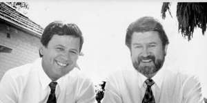 TV Hosts Ray Martin and Derryn Hinch at Channel 9 in 1994.