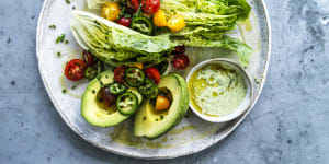 A simple salad with creamy green goddess dressing.