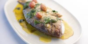 New Zealand pink snapper with a buttery lemon sauce.