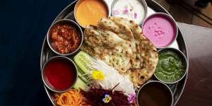 SYDNEY,AUSTRALIA,GOODFOOD,February 21:Pappadum,chutney and naan platter at Don't Tell Aunty in Surry Hills on February 21,2019 in Sydney,Australia. (Photo by Christopher Pearce/SMH)