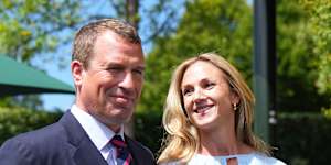 Peter Phillips and Harriet Sperling arrive at Wimbledon last month.