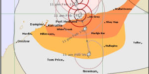 Tropical Cyclone Zelia’s predicted path. 