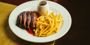 Steak frites with Bordelaise sauce.
