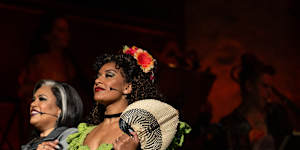 Christine Anu and Elenoa Rokobaro as Hermes and Persephone.