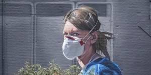 A mural depicting NHS nurse Melanie Senior in Manchester. The NHS is said to be close to collapse in the UK.