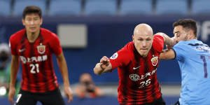 Socceroo Aaron Mooy's new Chinese team were no match for the Sky Blues,who finally started putting away their chances.