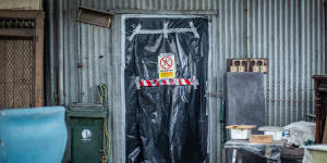 One of three sheds at Melbourne Innovation Park locked down due to asbestos traces.