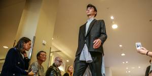 A model wears a design by MNDATORY at the National Designer Award at David Jones on Thursday.