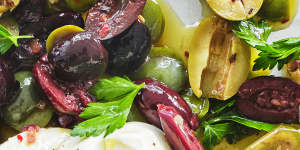 Mozzarella and olive salad.