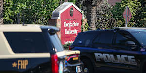 Police at the scene of the shooting in Tallahassee.
