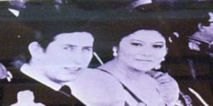 A photo of the former First Lady Imelda Marcos with Prince Charles,alongside some of her incredible collection of shoes.