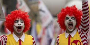 McDonald's protesters in Sao Paulo,Brazil. 