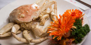 Snow crab with garlic and butter.