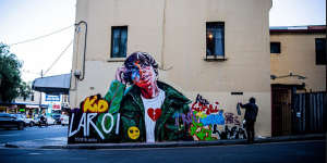 Street artist Scott Marsh’s the Kid Laroi mural in Chapel Lane,Waterloo.