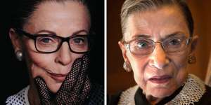 Heather Mitchell,left,as legal pioneer Ruth Bader Ginsburg. 