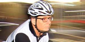 Simon Bolton was one of a group of cyclists who converged on the corner of College and Oxford Streets in Hyde Park to protest the state government's plans to rip up a cycleway on College Street.
