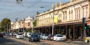 Shop fronts of Clarendon Street,South Melbourne.
