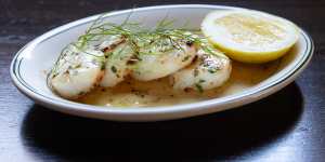 Simply sauteed scallops,from the specials list.