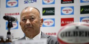 Eddie Jones fronts the media in Tokyo on Thursday night after being announced as the new Japan coach.