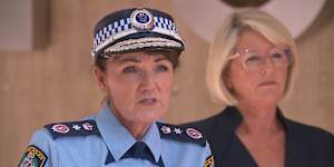 NSW Police Commissioner Karen Webb and police minister Yasmin Catley.