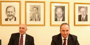 Then deputy prime minister and Nationals leader Warren Truss,with his deputy leader Barnaby Joyce,in 2016.