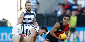 Bombers recruit Isaac Kako impressed with a four-goal haul against Geelong.