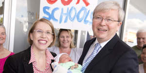 Morningside councillor Shayne Sutton,pictured with then-prime minister Kevin Rudd in 2013,may have another tilt at the council Labor leadership.