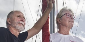 The couple has been sailing along the eastern seaboard since 2020 to tap into internet connection as they work from their unconventional home.