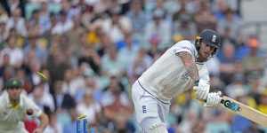 England’s captain Ben Stokes is bowled out by Mitchell Starc.