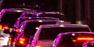 Night traffic on Orchard Rd,Singapore.