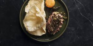 Wagyu tartare with fermented chilli and kombu.