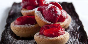 Justin North's strawberry and coconut friands.
