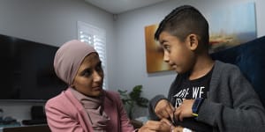 Javeria Ahmad gives Ismaeel his fortnightly infusion of medication made from donated blood plasma.
