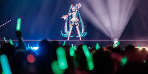 Hatsune Miku performs at John Cain Arena on November 22,2024.