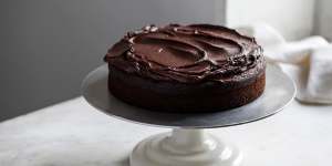 Helen Goh's famous chocolate cake topped with ganache.