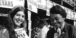 Faith Bandler (right) prepares to cast her vote in the 1967 referendum. The Aboriginal activist would be a more appropriate national symbol of our true sovereignty.