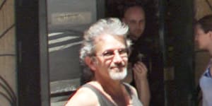 Robert Sebes outside his cafe in 2002.