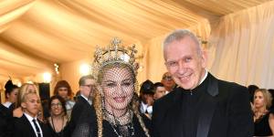 Madonna and Jean Paul Gaultier at the Heavenly Bodies:Fashion&The Catholic Imagination Costume Institute Gala at The Metropolitan Museum of Art in 2018. 