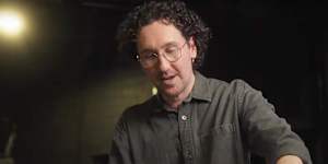 Dead Puppet Society creative director David Morton with a model CityCat designed for La Boite show We’re All Gonna Die!