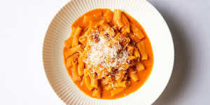 The go-to dish:Rigatoni in a lightly creamy pomodoro sauce with gin and fermented chilli.