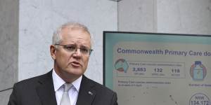 Prime Minister Scott Morrison running through the latest figures on the vaccine rollout on Friday.