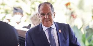 Russian Foreign Minister,Sergey Lavrov walks to attends the G20 Foreign Ministers Meeting earlier this month.