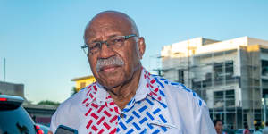 SUVA,FIJI - DECEMBER 18:People Alliances party leader Rabuka Sitiveni Ligamamada after the announcement of the final election Result on December 18,2022 in Suva,Fiji. The results of the election have been finalised with a coalition between the People’s Alliance Party and National Federation gaining 44.7% of the vote and the incumbent party led by Prime Minister Frank Bainimarama gaining 42.5%. The sides will negotiate with the Social Democratic Liberal Party in an attempt to form a ruling coalition. (Photo by Pita Simpson/Getty Images)