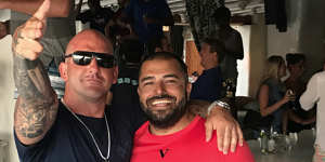 Police are seeking a serious crime prevention order against Ali Bazzi (right),pictured here with senior exiled bikie Mark Buddle. 
