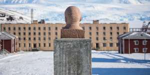 A bust of Lenin in the abandoned mining town of Pyramiden.