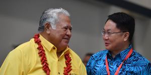 China's Special Envoy to the Pacific,ambassador Wang Xuefeng,pictured with Samoa's Tuilaepa Malielegaoi,sought to capitalise on the diplomatic tensions between Australia and its neighbours.
