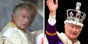 King Charles before and after his coronation. 